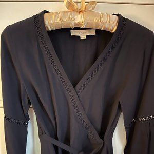 Petite Navy Blue Wrap Blouse